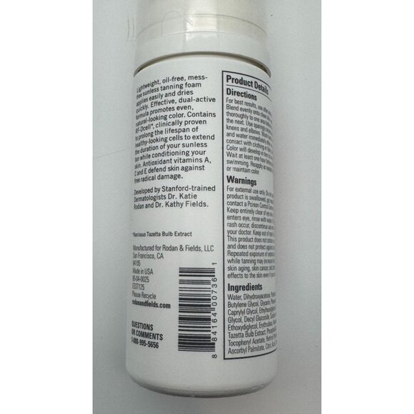 Rodan + Fields Essentials Foaming Sunless Tan 4.2 fl oz 125 ml Retails for $27 - Picture 2 of 3